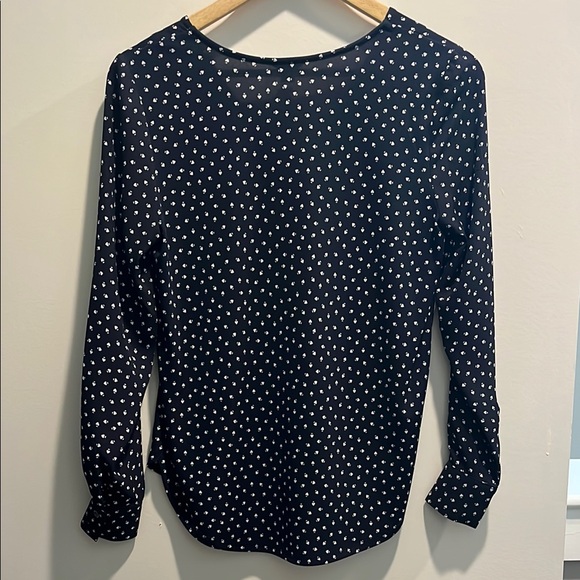 Ann Taylor Blue and White Buttoned Long Sleeve Blouse - Picture 3 of 3